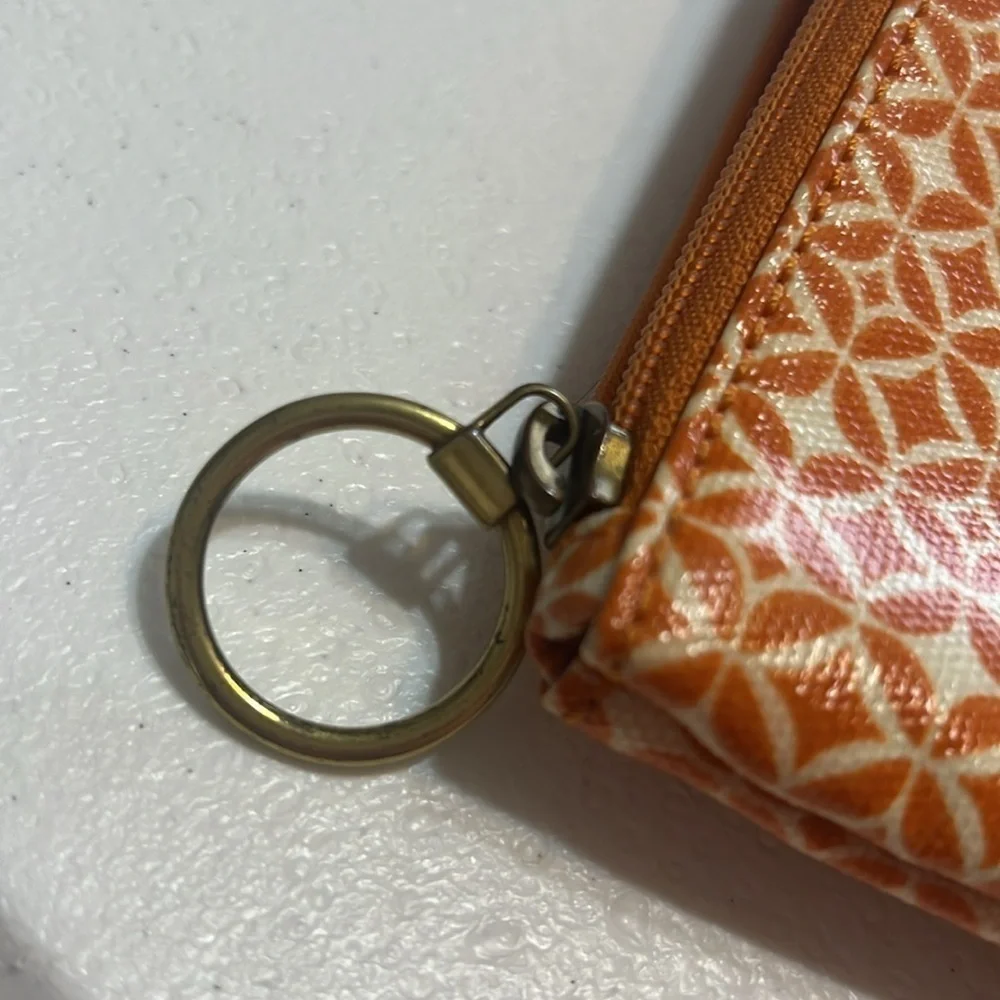Fossil Makeup Bag Coated Canvas Orange & Cream Print